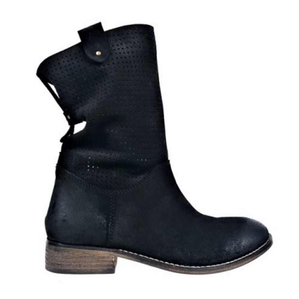 Rebels Trinity Black Suede Perforated Boots 7 Western Punk Rock Grunge Moto Sexy